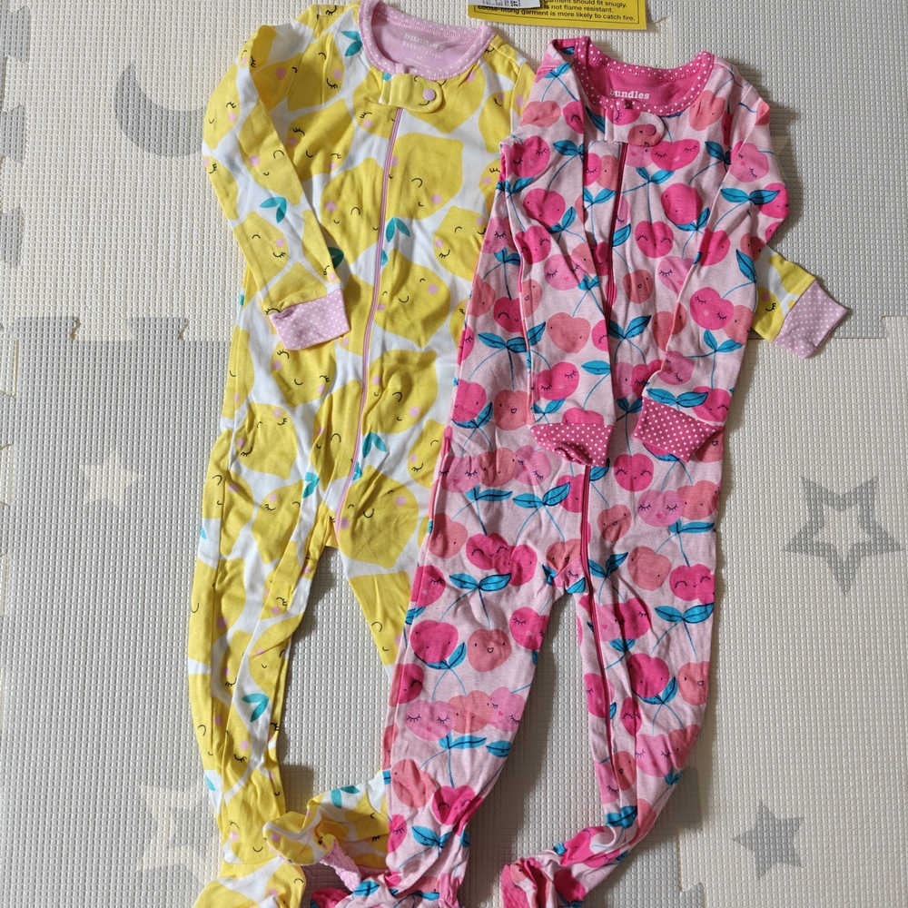 Yellow and Pink Baby Onesie with Lemon Print